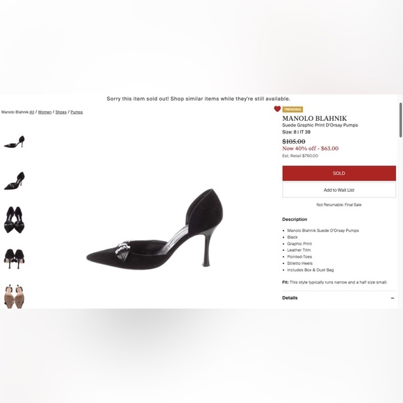 Manolo Blahnik D’Orsay Burola heels - Picture 2 of 3